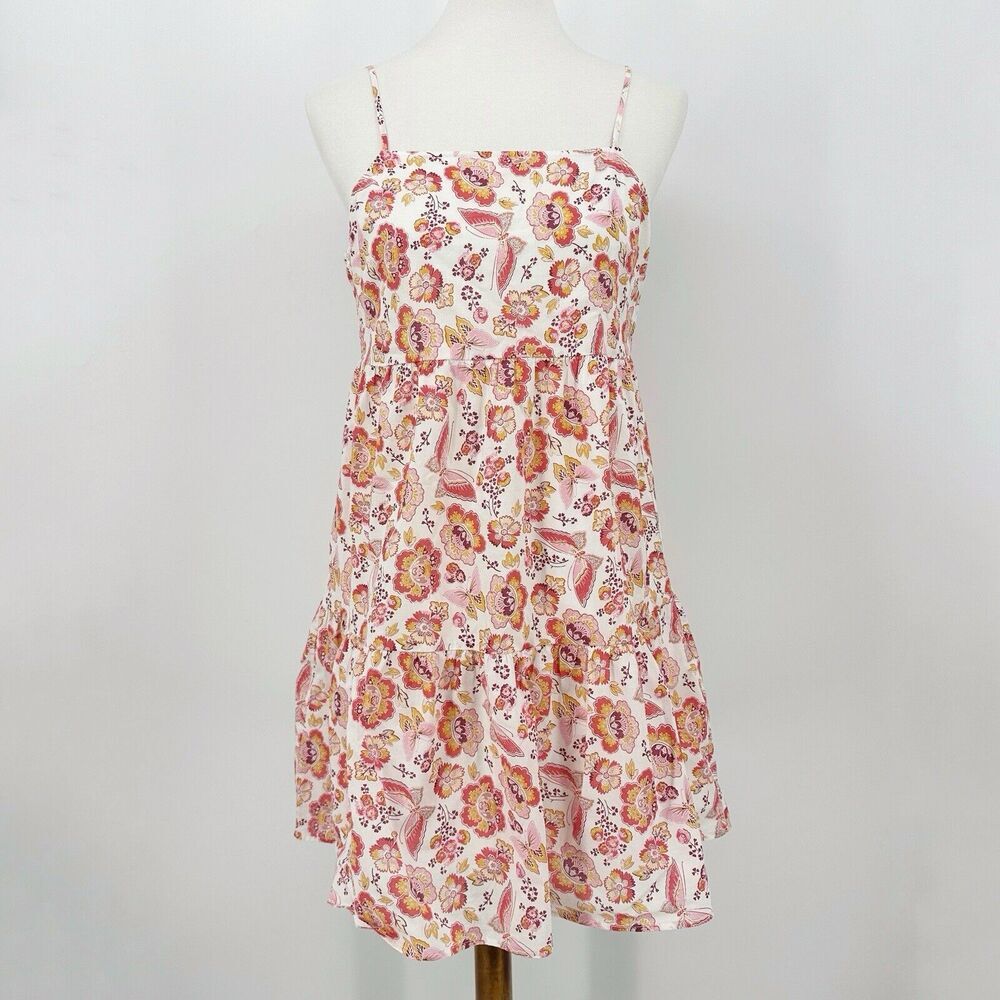 Loft Outlet Womens Mini Dress Size S Floral Butterfly Tiered Sundress Summer